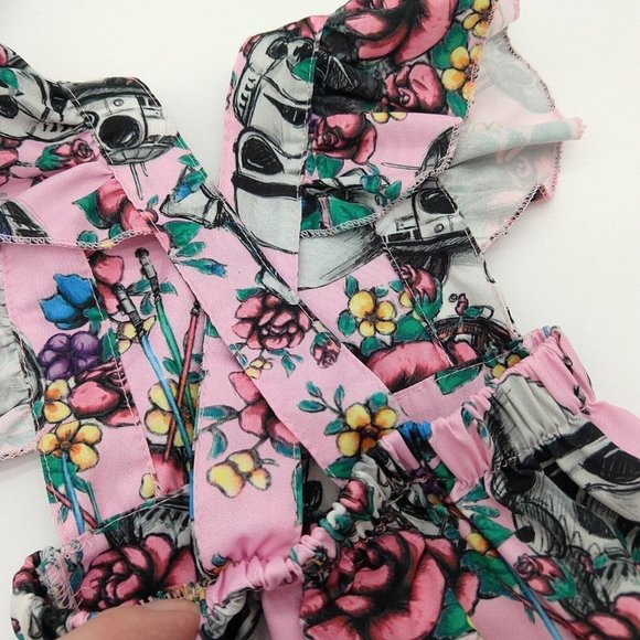 Star Wars Baby Girls One Piece Romper Size 0-3 Months Pink Vader R2D2 Ruffle - Picture 7 of 8